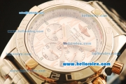 Breitling Chronomat B01 Chronograph Miyota Quartz Full Steel with White Dial and Rose Gold Roman Markers