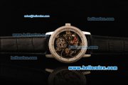 Vacheron Constantin Patrimony Skeleton Automatic Movement Steel Case with Diamond Bezel and Black Leather Strap Vacheron Constantin Patrimony Skeleton Automatic Movement Steel Case with Diamond Bezel and Black Leather Strap