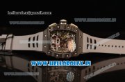 Richard Mille RM 11-09 Chrono Swiss Valjoux 7750 Automatic Carbon Fiber Case with Skeleton Dial Arabic Numeral and White Rubber Strap - 1:1 Original(KV)