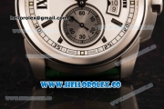 Cartier Calibre De Cartier Miyota 9015 Automatic Steel Case with White Dial and Green Leather Strap