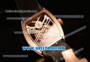 Franck Muller Vanguard Miyota Automatic Copy Tourbillon Rose Gold Case With Skeleton Dial Leather/Rubber Strap