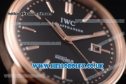 IWC Ingenieur Miyota 8205 Automatic Rose Gold Case with Black Dial Stick Markers and Black Leather Strap (YF)