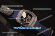 Richard Mille RM 055 Miyota 9015 Automatic Carbon Fiber Case with Skeleton Dial and Blue Nylon/Leather Strap