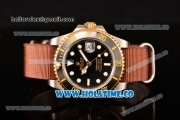 Rolex GMT-Master II Asia Automatic Steel Case with White Markers and Brown Nylon Strap