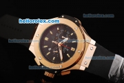 Hublot Big Bang Ayrton Senna Chronograph Miyota Quartz Movement Rose Gold Case with Black Dial and Gold Stick Markers