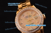 Rolex Datejust Lady 2813 Automatic Gold Case with Diamond and Diamond Bezel ETA Coating