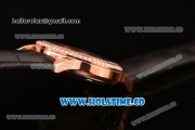 Patek Philippe Calatrava Swiss ETA 2824 Automatic Rose Gold Case with Diamonds Bezel Black Dial and Diamonds Markers