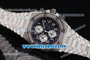 Audemars Piguet Royal Oak Offshore Seiko VK67 Quartz Steel/Diamonds Case with Black Dial and Arabic Numeral Markers