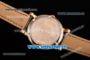 Cartier Rotonde De Miyota Quartz Rose Gold Case with Rose Gold Dial Diamonds Bezel and White Roman Numeral Markers