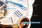 Cartier Ballon Bleu de Cartier Swiss Tourbillon Manual Winding Movement Gold Case with White Dial and Black Leather Strap