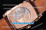 Parmigiani Kalpa Grande Clone Parmigiani PF331.01 Automatic Rose Gold Case with Black Dial Stick/Arabic Numeral Markers and Brown Leather Strap