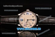 IWC Portugieser Hand-Wound Asia 6497 Manual Winding Steel Case with White Dial Black Leather Strap and Blue Arabic Numeral Markers