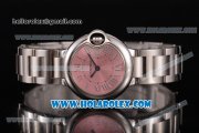 Cartier Ballon Bleu De Small Swiss ETA Quartz Full Steel with Pink Dial and Roman Numeral Markers (JF)