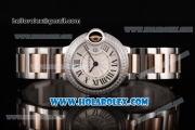 Cartier Ballon Bleu De Small Swiss Quartz Rose Gold/Steel Case with Silver Dial Diamonds Bezel and Roman Numeral Markers