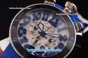 Gaga Milano Chrono 48 Miyota OS20 Quartz PVD Bezel with Silver Dial and Blue Numeral Markers - Blue Rubber Strap