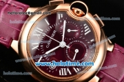 Cartier Ballon Bleu De Medium Chrono Miyota Quartz Rose Gold Case with Burgundy Dial and White Roman Numeral Markers