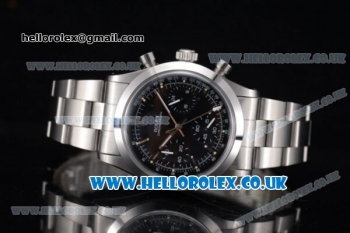 Rolex Pre-Daytona Chronograph Miyota OS20 Quartz Stainless Steel Case/Bracelet with Black Dial and Stick Markers