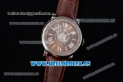 Cartier Rotonde de Cartier Astrotourbillon Asia 2813 Automatic Steel Case with Brown Dial Roman Numeral Markers and Brown Leather Strap