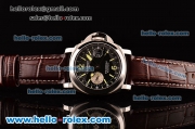Panerai Luminor GMT PAM00088 Swiss Valjoux 7750-SHG-MD Black Dial with Green Stick/Numeral Markers and Brown Leather Strap - 1:1 Original