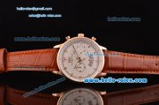 IWC Portuguese Chronograph Japanese Miyota OS20 Quartz Rose Gold Case with Brown Leather Strap and White Dial