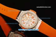 Hublot Big Bang Chronograph Miyota Quartz Movement Steel Case with Orange Markers and Orange Rubber Strap - Lady Model