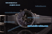 IWC Portuguese Chronograph Miyota OS10 Quartz PVD Case with Black Dial Black Rubber Strap and Numeral Markers