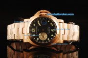 Panerai Luminor GMT Automatic Movement Rose Gold Case with Black Dial and Green Dot Markers - Middle Size Panerai Luminor GMT Automatic Movement Rose Gold Case with Black Dial and Green Dot Markers - Middle Size