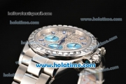 Rolex Daytona II Chrono Miyota Quartz Full Steel with Diamonds Dial Stick Markers and Diamonds Bezel