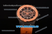 Hublot Classic Fusion Skeleton Chrono Miyota Quartz PVD Case with Skeleton Dial Rose Gold Bezel and Stick Markers