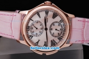 Patek Philippe Classic Rose Gold Case with Black Roman Marking and Pink Leather Strap