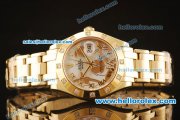 Rolex Datejust Swiss ETA 2836 Automatic Full Yellow Gold with 12 Diamonds Bezel and White MOP Dial