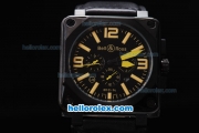 Bell & Ross BR 01-94 Automatic Movement PVD Casing with Yellow marking Black Bezel and Leather Strap