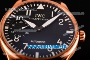 IWC Portugieser Hand-Wound Asia 6497 Manual Winding Rose Gold Case with Black Dial and White Arabic Numeral/Stick Markers