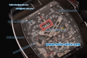 Richard Mille RM011 Swiss Valjoux 7750-SHG Automatic Black PVD Case Numeral Markers with Black Rubber Strap and Skeleton Dial