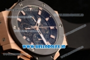 Hublot Aero Bang Chrono Swiss Valjoux 7750 Automatic Rose Gold/PVD Case Black Dial With Stick Markers Black Rubberr Strap