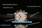 IWC Portuguese Chrono Miyota OS20 Quartz Steel Case with White Dial Blue Numeral Markers and Black Leather Bracelet