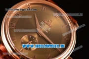 Omega De Ville Co-Axial Swiss ETA 2824 Automatic Rose Gold Case with Brown Leather Strap Gold Dial and Roman Numeral Markers
