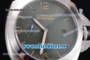 Panerai Luminor Marina 1950 3 Days Asia ST25 Automatic Steel Case with Green Dial Stick/Arabic Numeral Markers and Grey Leather Strap