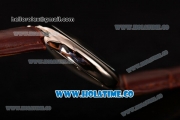 Cartier Ballon Bleu De Small Swiss Quartz Steel Case with Brown Dial White Roman Numeral Markers and Brown Leather Strap