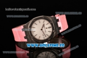 Audemars Piguet Royal Oak Lady Swiss Quartz Steel Case with Pink Leather Strap White Dial and Stick Markers