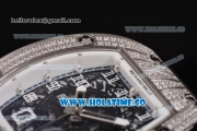 Richard Mille RM010 Miyota 9015 Automatic Steel/Diamonds Case with Skeleton Dial and White Inner Bezel