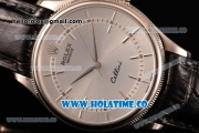 Rolex Cellini Asia 2813 Automatic Steel Case with Silver Dial Black Leather Strap and Stick Markers (BP)