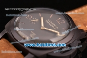 Panerai PAM00375 Luminor 1950 Clone P.3000 Manual Winding Titanium Case with Brown Leather Strap and Yellow Markers - 1:1 Original (Z)