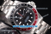 Rolex GMT-Master Vintage Asia 2813 Automatic Stainless Steel Case/Bracelet with White Markers Red/ Black Bezel and Black Dial