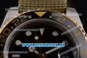 Rolex GMT-Master II Asia 2813 Automatic Steel Case with Black Dial and Army Green Nylon Strap Dot Markers