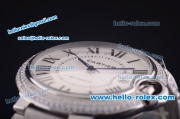 Cartier Ballon bleu de Automatic Full Steel with Diamond Bezel and White Dial-Roman Markers