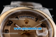 Rolex Day-Date II Asia Automatic Two Tone Case/Bracelet with Yellow Gold Dial and Arabic Numeral Markers