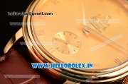 Omega De Ville Co-Axial Swiss ETA 2824 Automatic Yellow Gold Case with Gold Dial and Brown Leather Strap