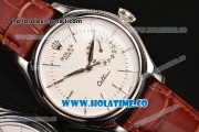 Rolex Cellini Date Asia Automatic Steel Case with Brown Leather Strap White Dial and Silver Stick Markers (New)