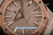 Audemars Piguet Royal Oak Swiss ETA 2824 Automatic Two Tone Case with Stick Markers and Grey Grid Dial - 1:1 Original